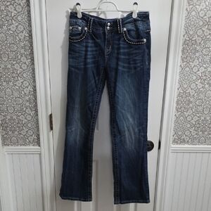 Miss Me Boot Cut Jeans Embelleshed Beaded Cowgirl Western Rhinestone Size 30​